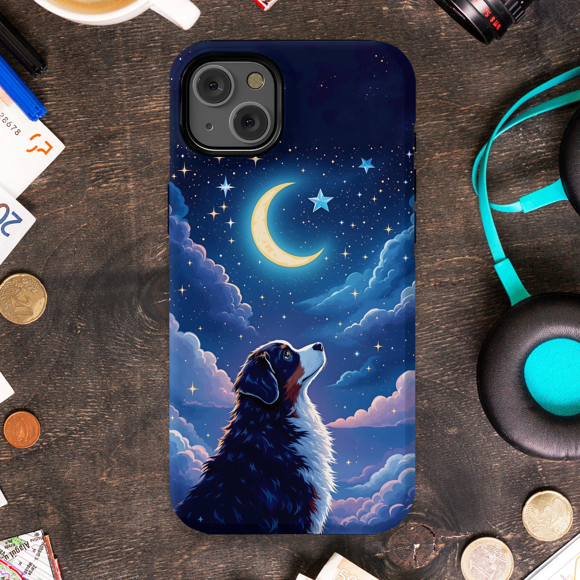 Serene Night Sky with Dog iPhone Case product