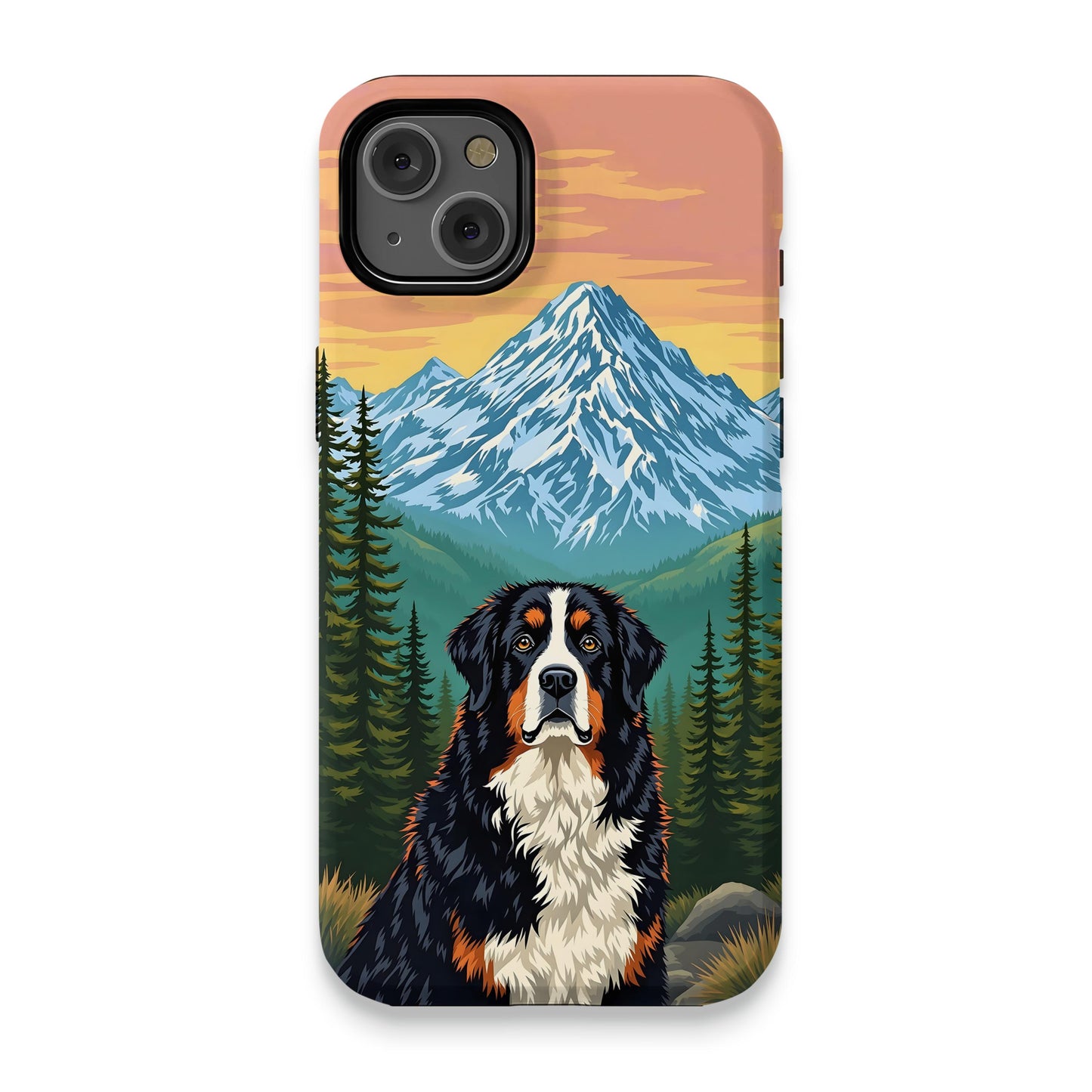 Mountain Scene with Bernese Mountain Dog Phone Case product