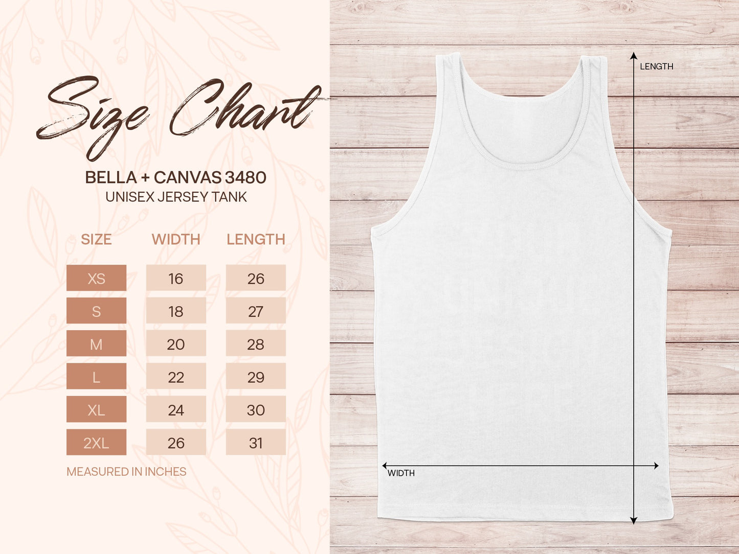 Unisex Jersey Tank with Detailed Size Chart product