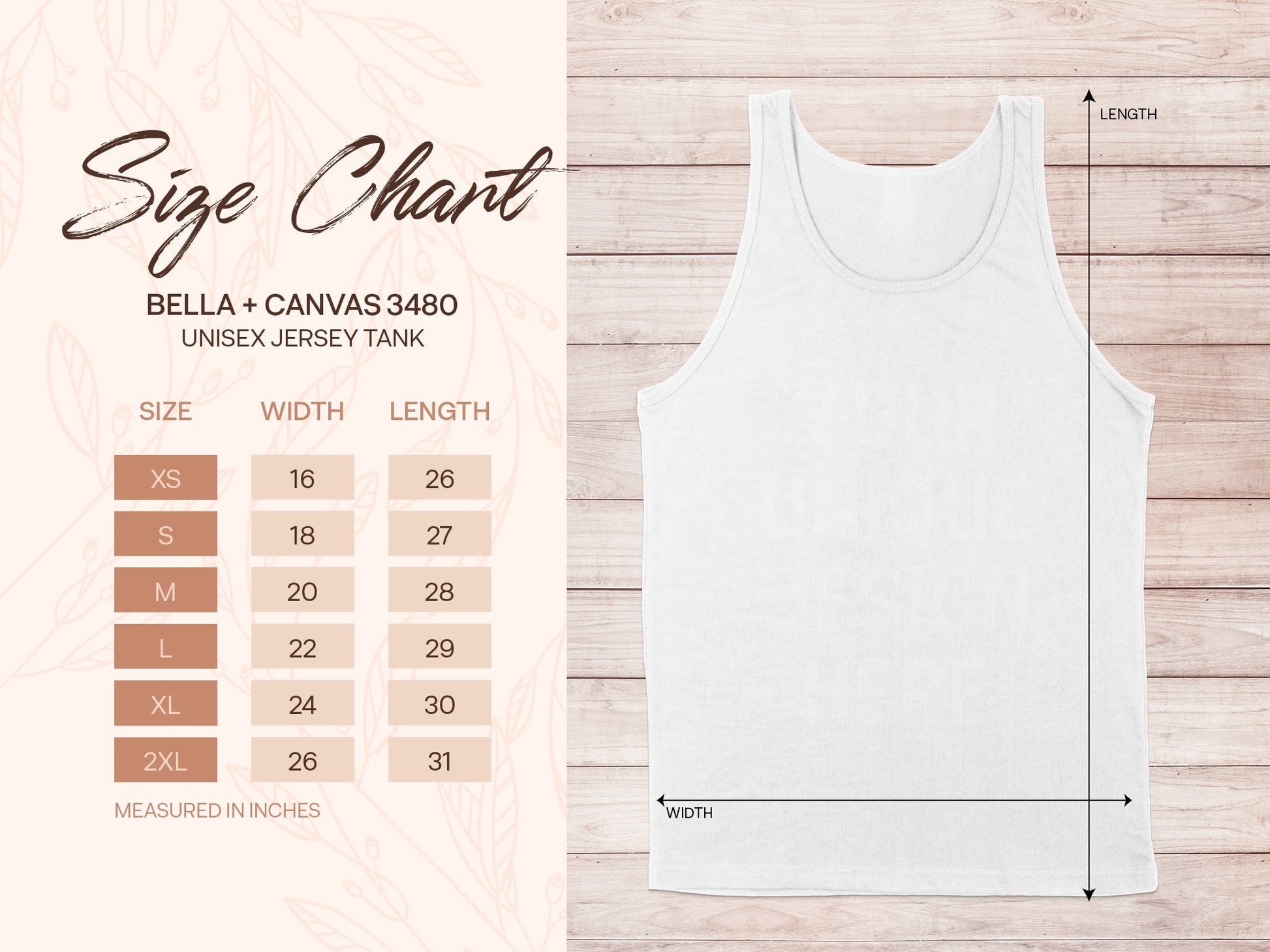 Unisex Jersey Tank with Detailed Size Chart product