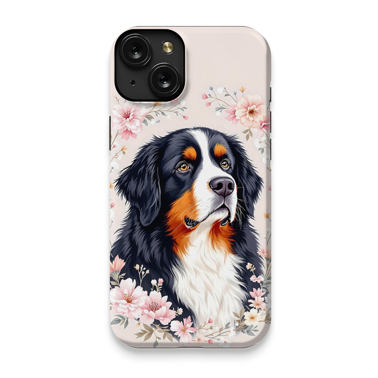 Floral Bernese Mountain Dog Print Phone Case product