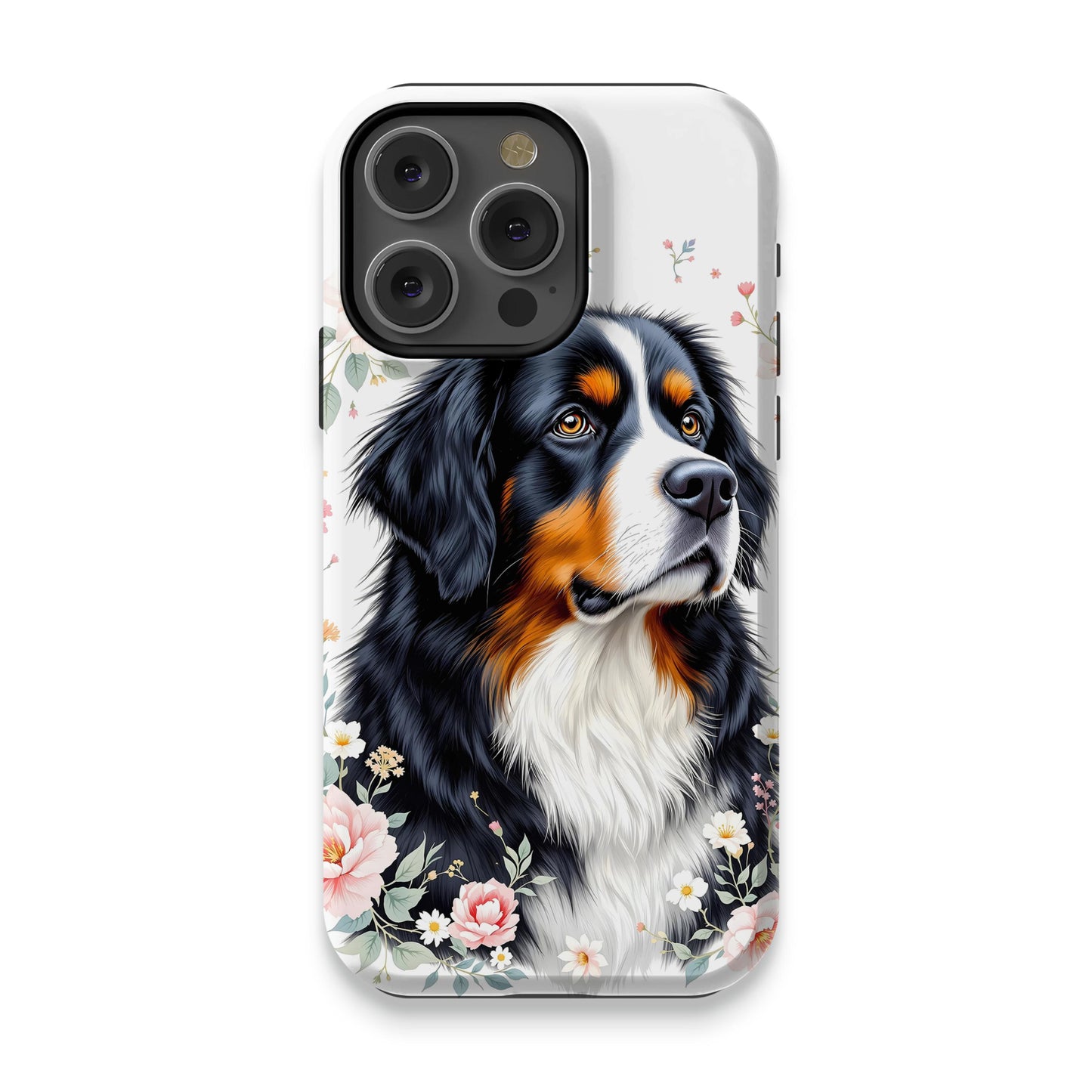 Bernese Mountain Dog Floral Design Phone Case product