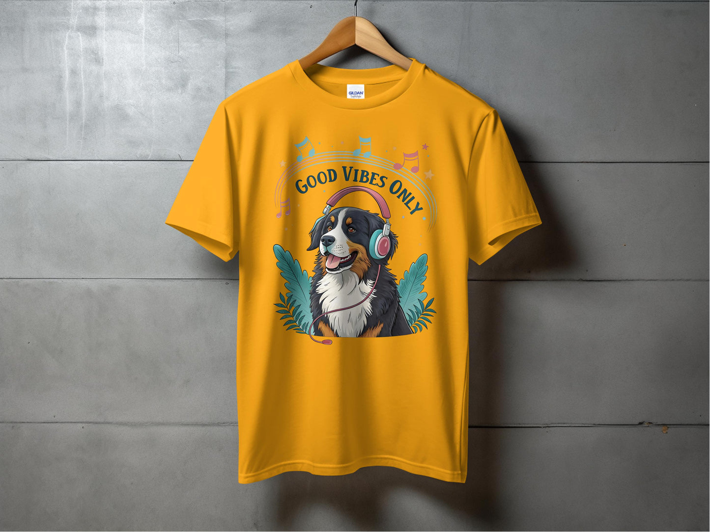 Good Vibes Only Dog With Headphones T-shirt product