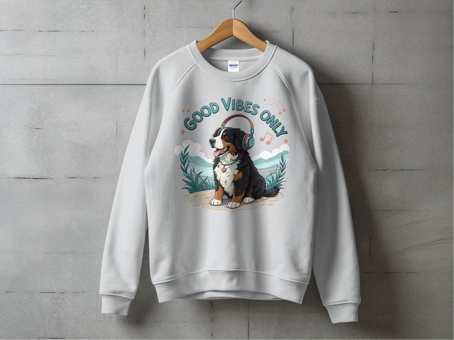 Good Vibes Only Dog with Headphones Sweatshirt product type