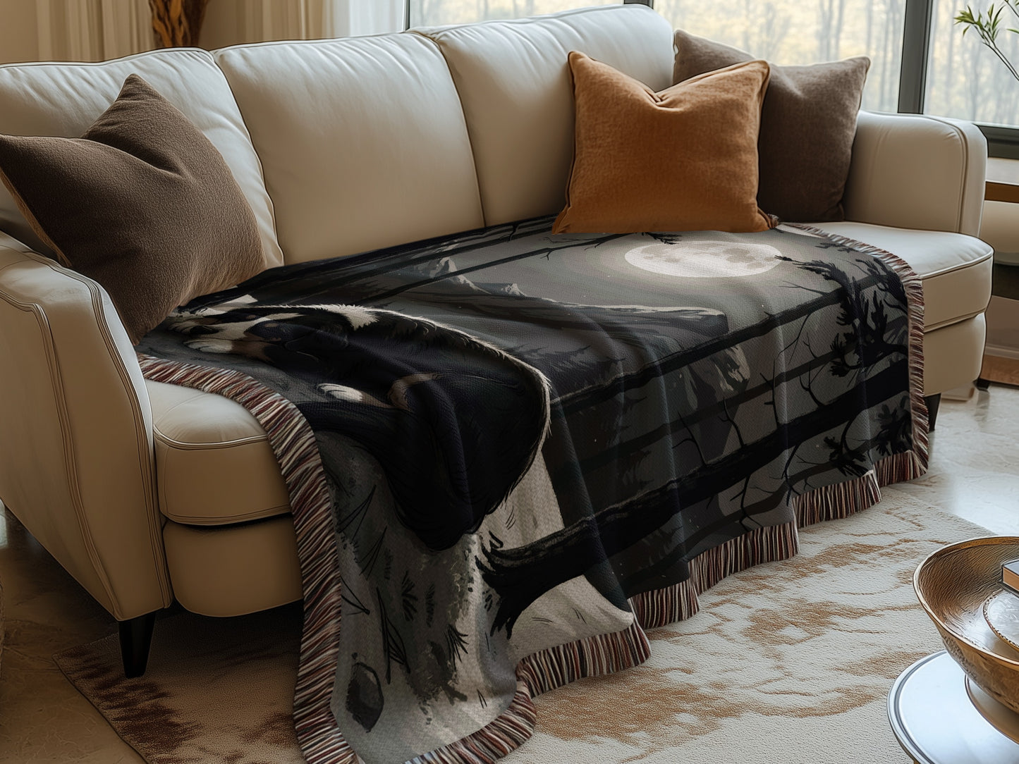 Bernese Mountain Dog Full Moon Blankets