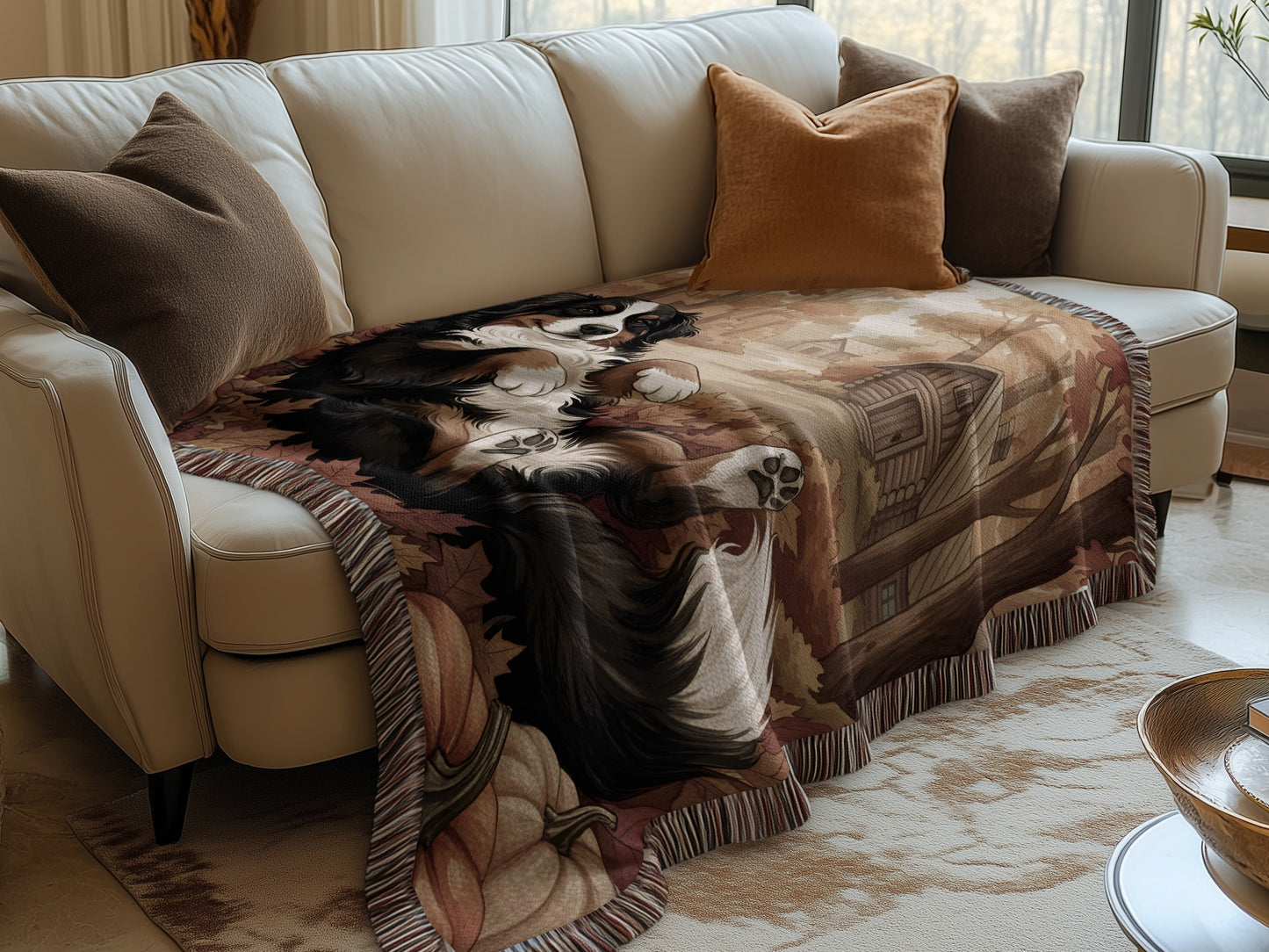 Bernese Autumnal Woods With Pumpkins Blankets