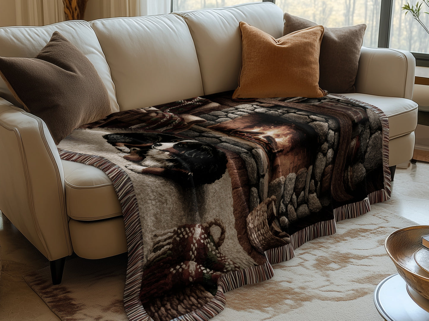 Bernese Mountain Dog Warm Fireplace Blankets