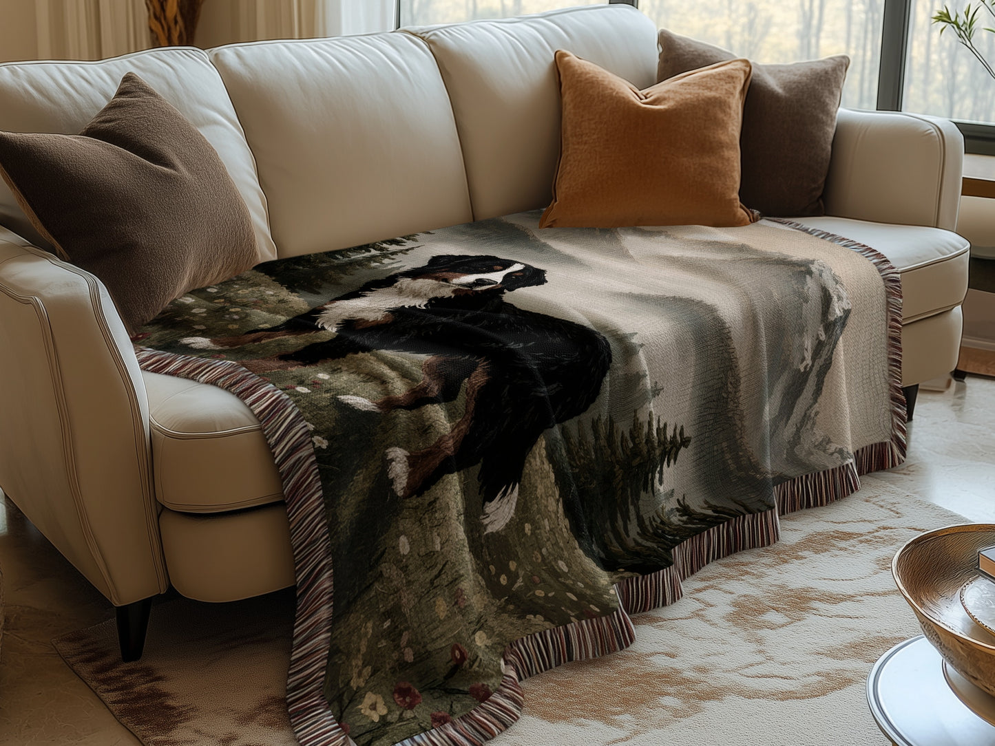 Bernese Mountain Dog Alps View Blankets