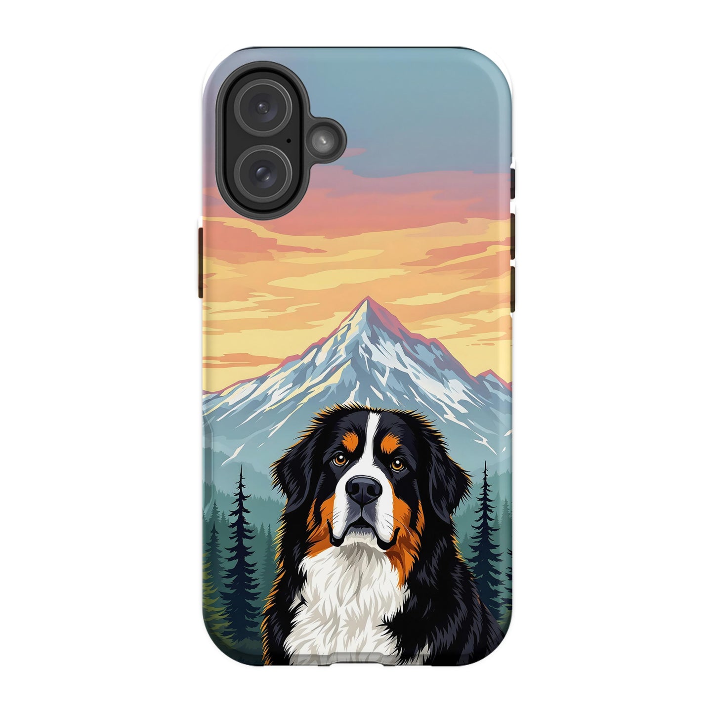 Mountain Sunrise with Dog Design Phone Case product