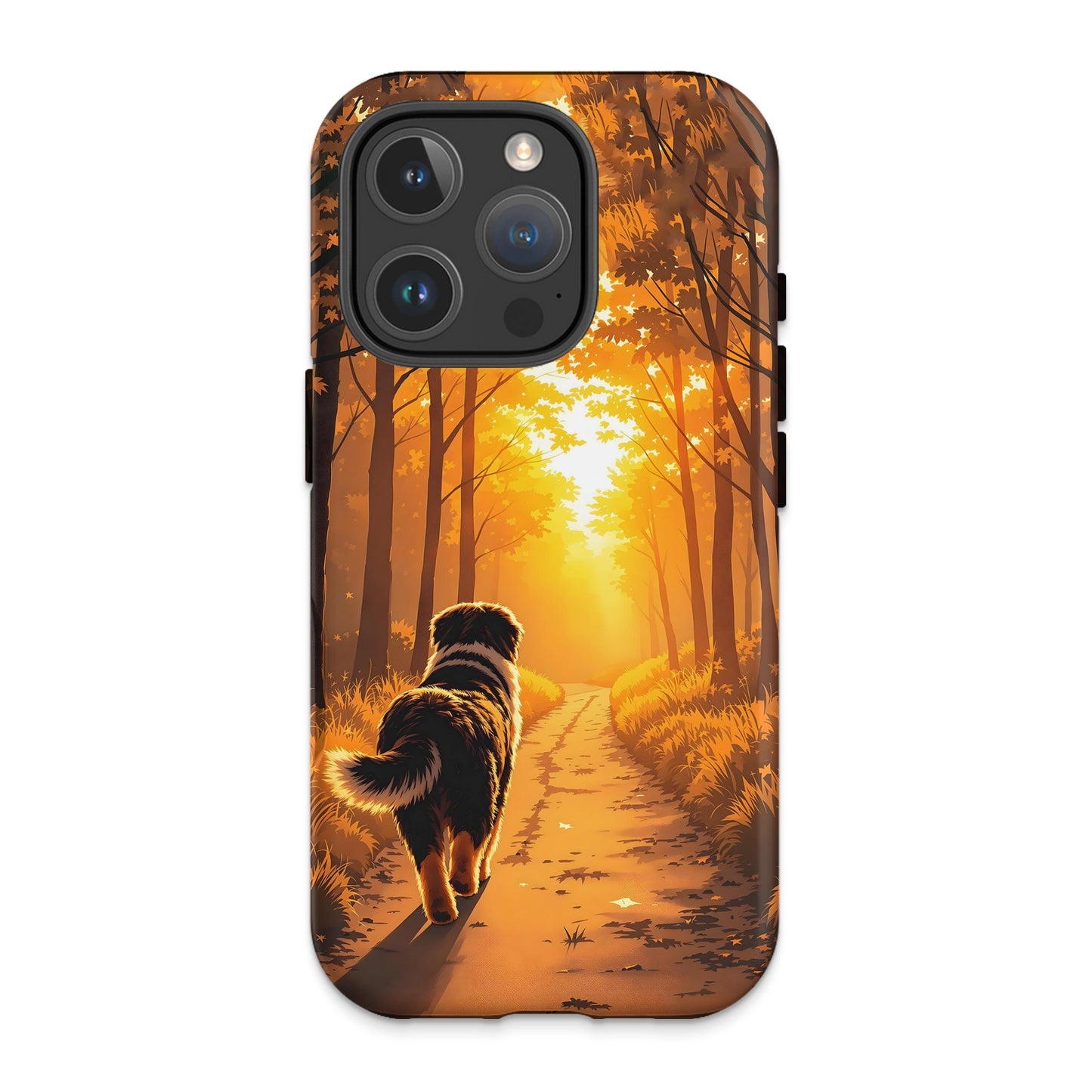 Serene Sunset Walk Dog Phone Case product