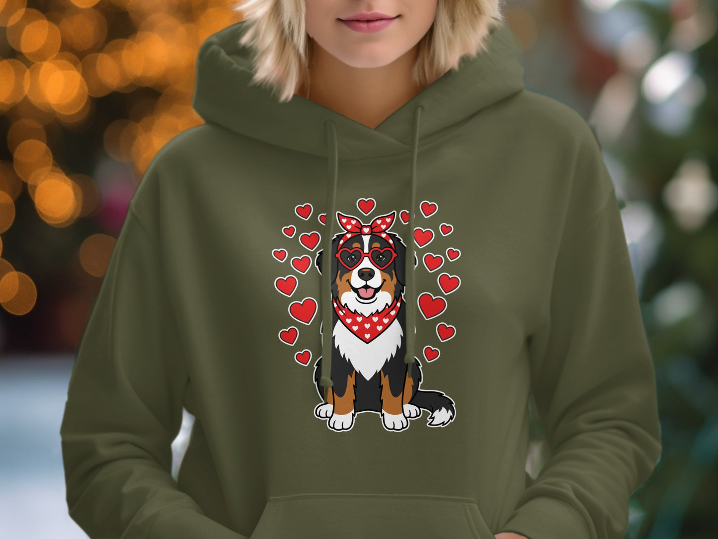 Cute Dog with Hearts Graphic Hoodie