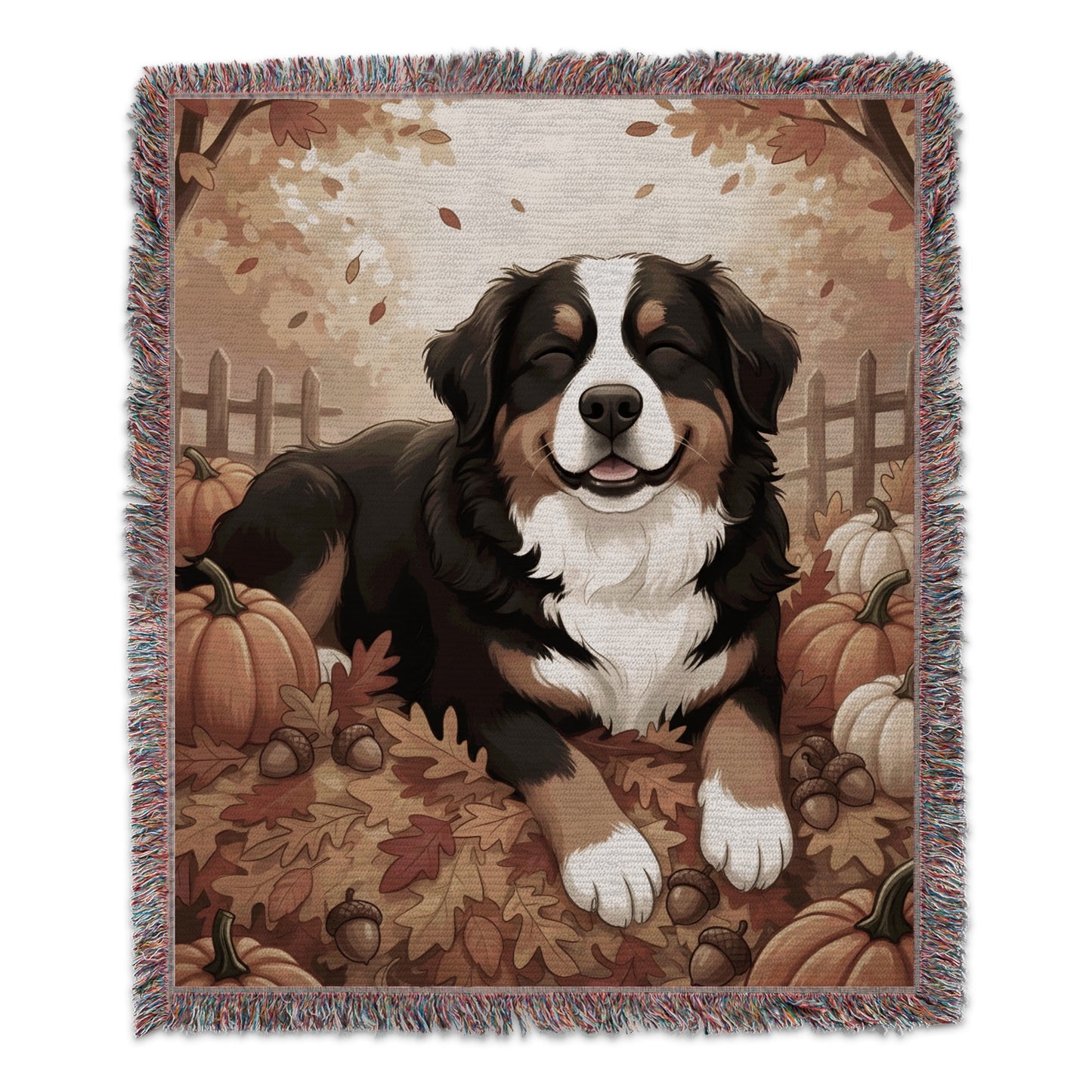 Autumn Barnyard Farm Dog Cozy Throw Blanket