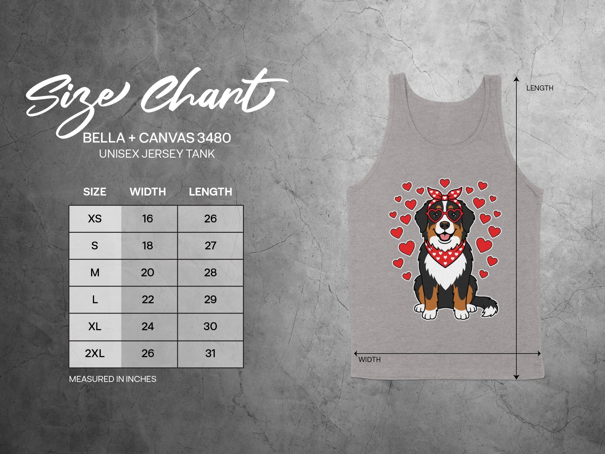 Cute Cartoon Dog with Hearts Unisex Jersey Tank