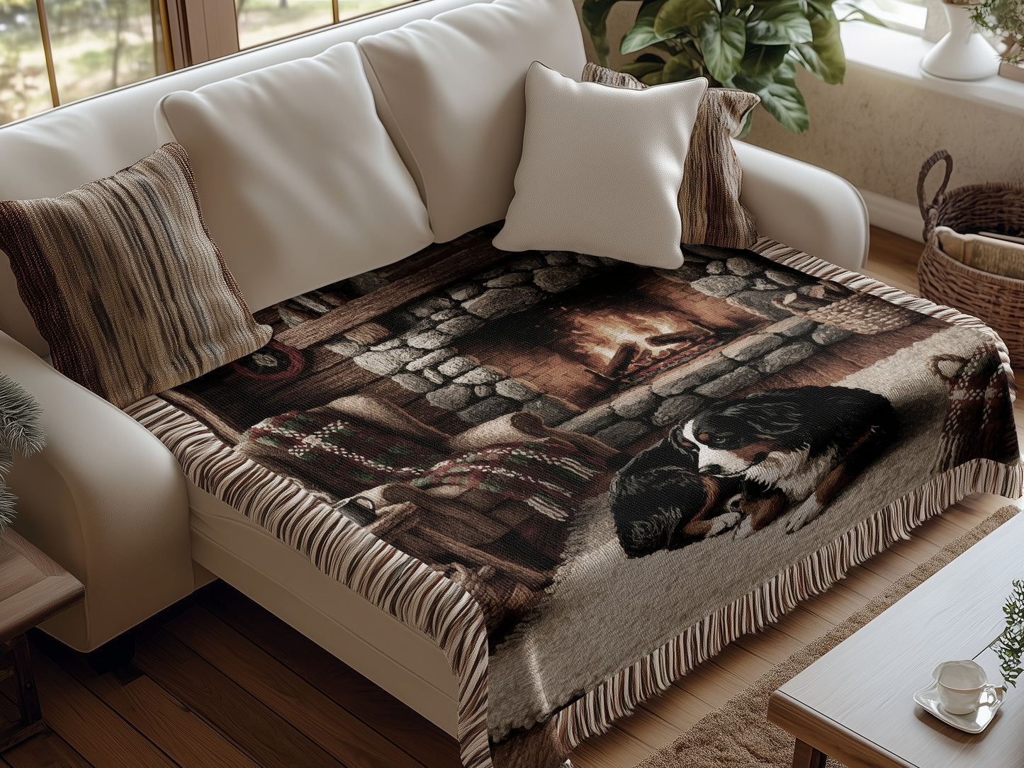 Bernese Mountain Dog Warm Fireplace Blankets