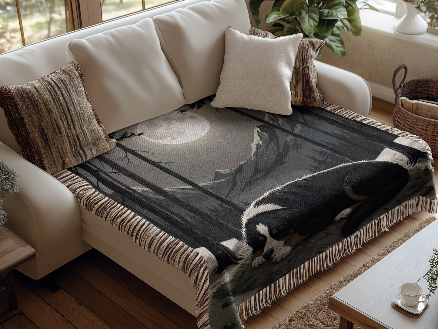 Bernese Mountain Dog Full Moon Blankets