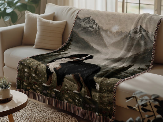 Bernese Mountain Dog Alps View Blankets