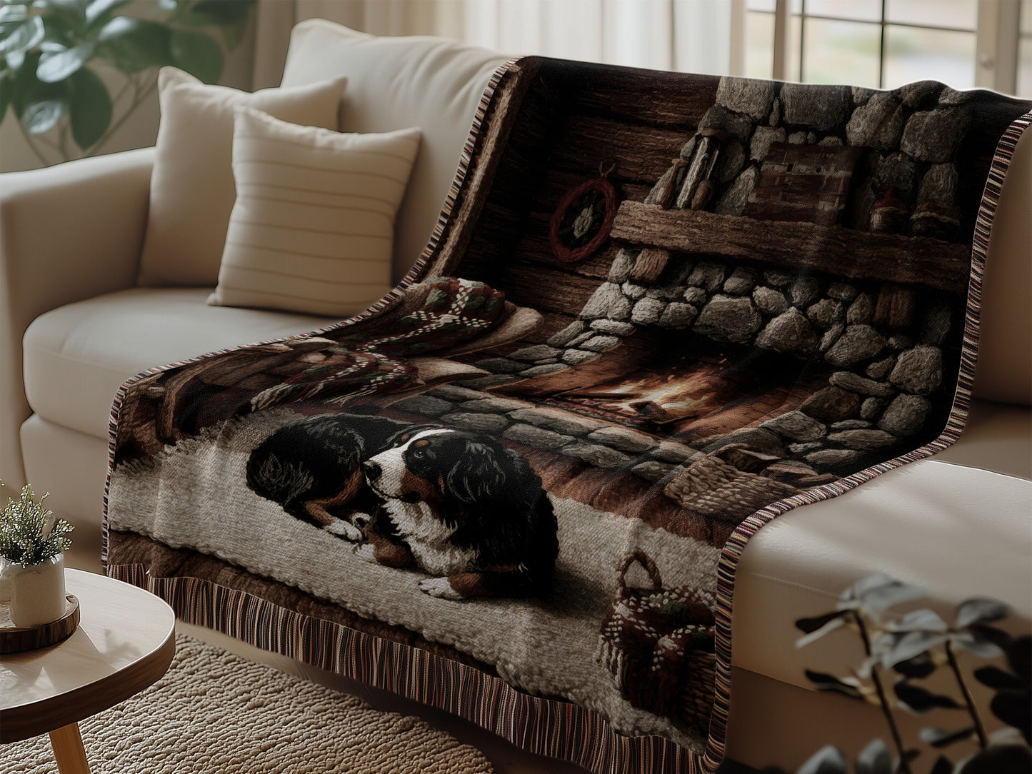 Bernese Mountain Dog Warm Fireplace Blankets
