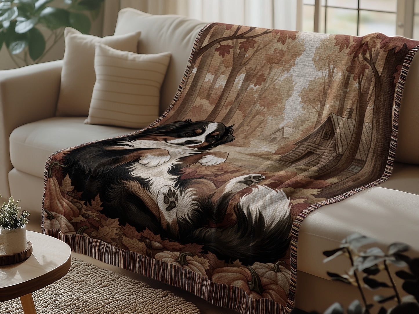 Bernese Autumnal Woods With Pumpkins Blankets