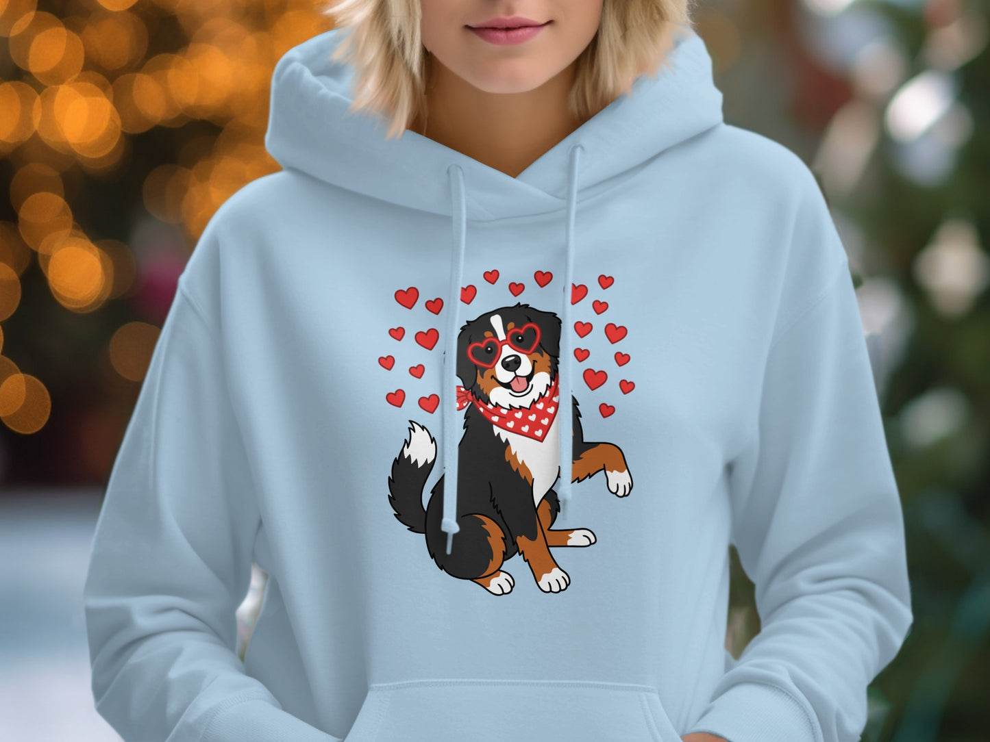 Cute Dog Wearing Heart Glasses and Bandana Hoodie