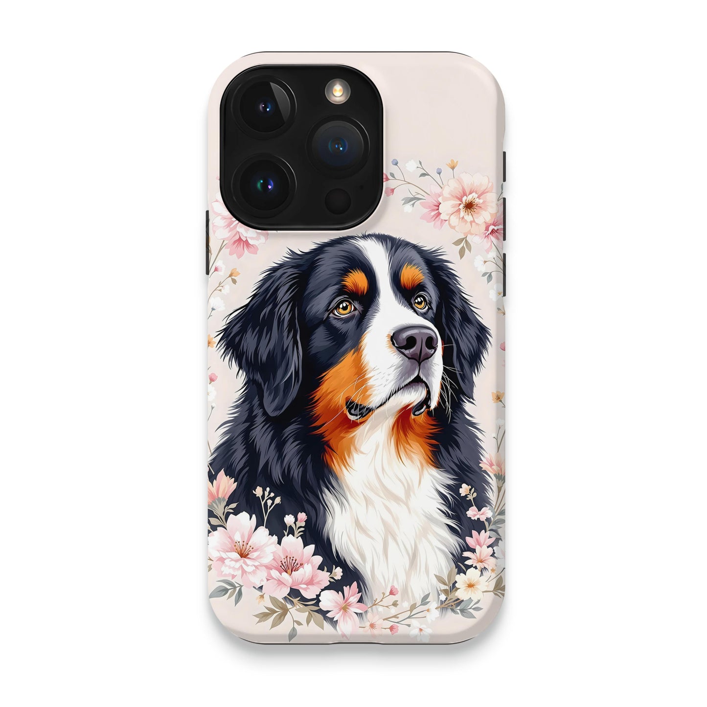 Beautiful dog and floral art phone case product type