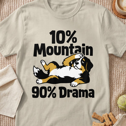 Bernese Mountain Dog graphic with text "10% Mountain 90% Drama".