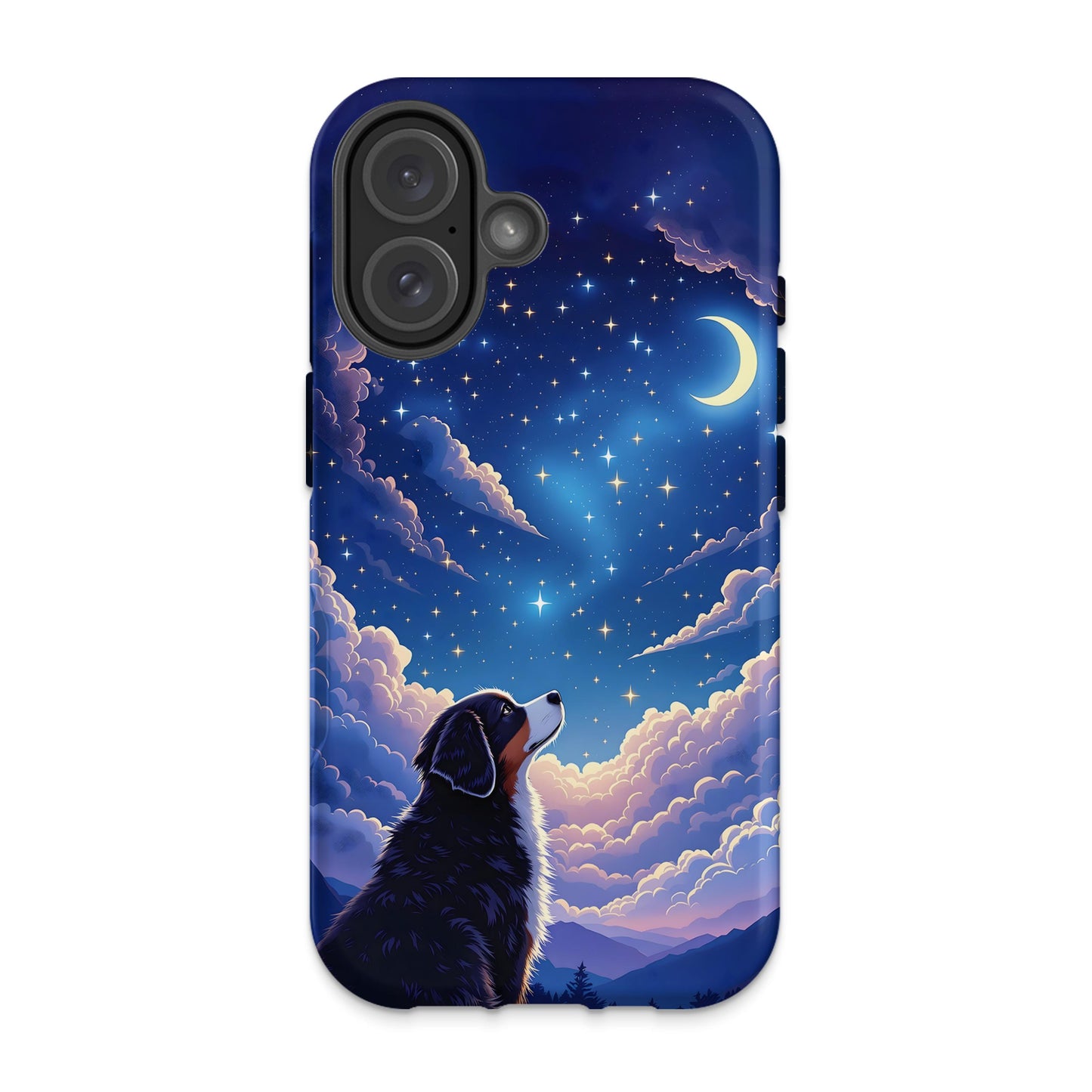 Dog Gazing at Night Sky under Moon Phone Case product