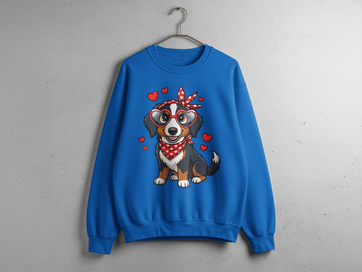 Cute Dog with Red Hearts Graphic Sweatshirt