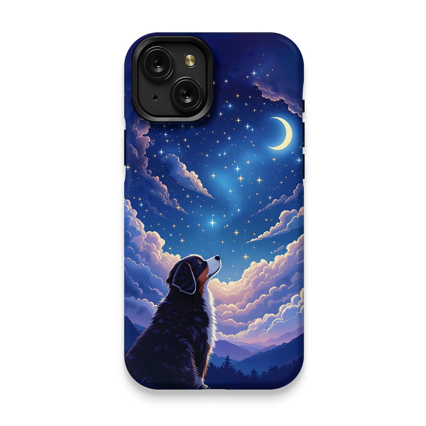 Night Sky Dog and Moon Art Printed Phone Case product