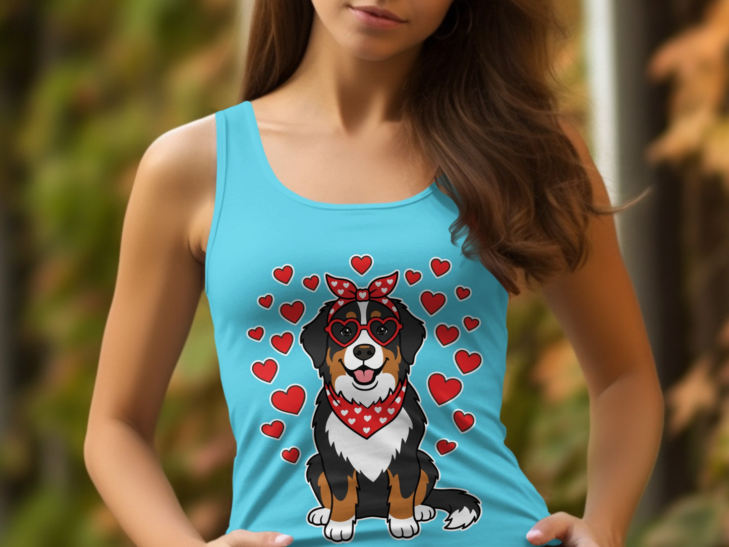 Cute Heart Dog with Bandana Design Tank Top
