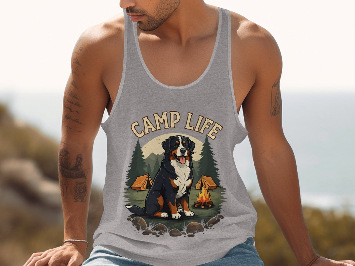 Camp Life Outdoor Dog Art Graphic Tank product
