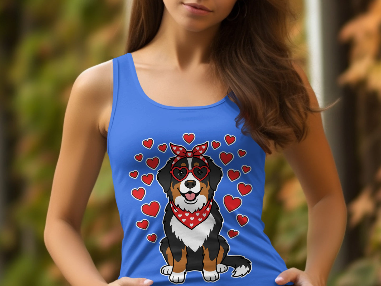 Cute Dog with Heart Bandana Design Tank Top