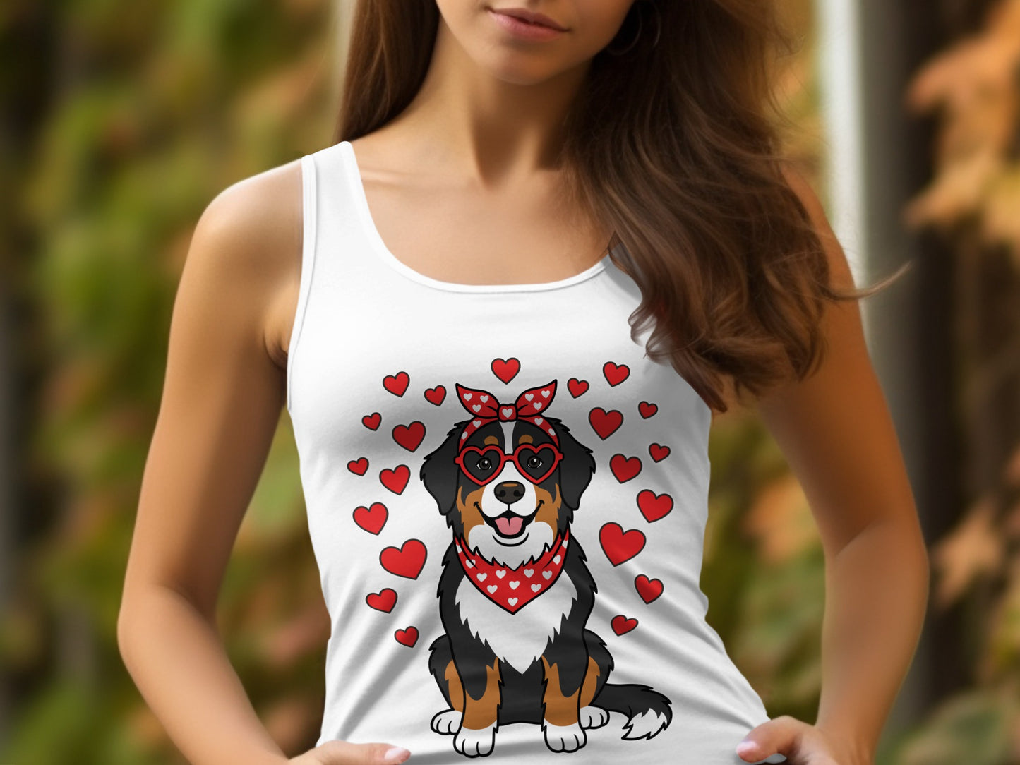 Cute Dog With Hearts Design Tank Top For Dog Lovers