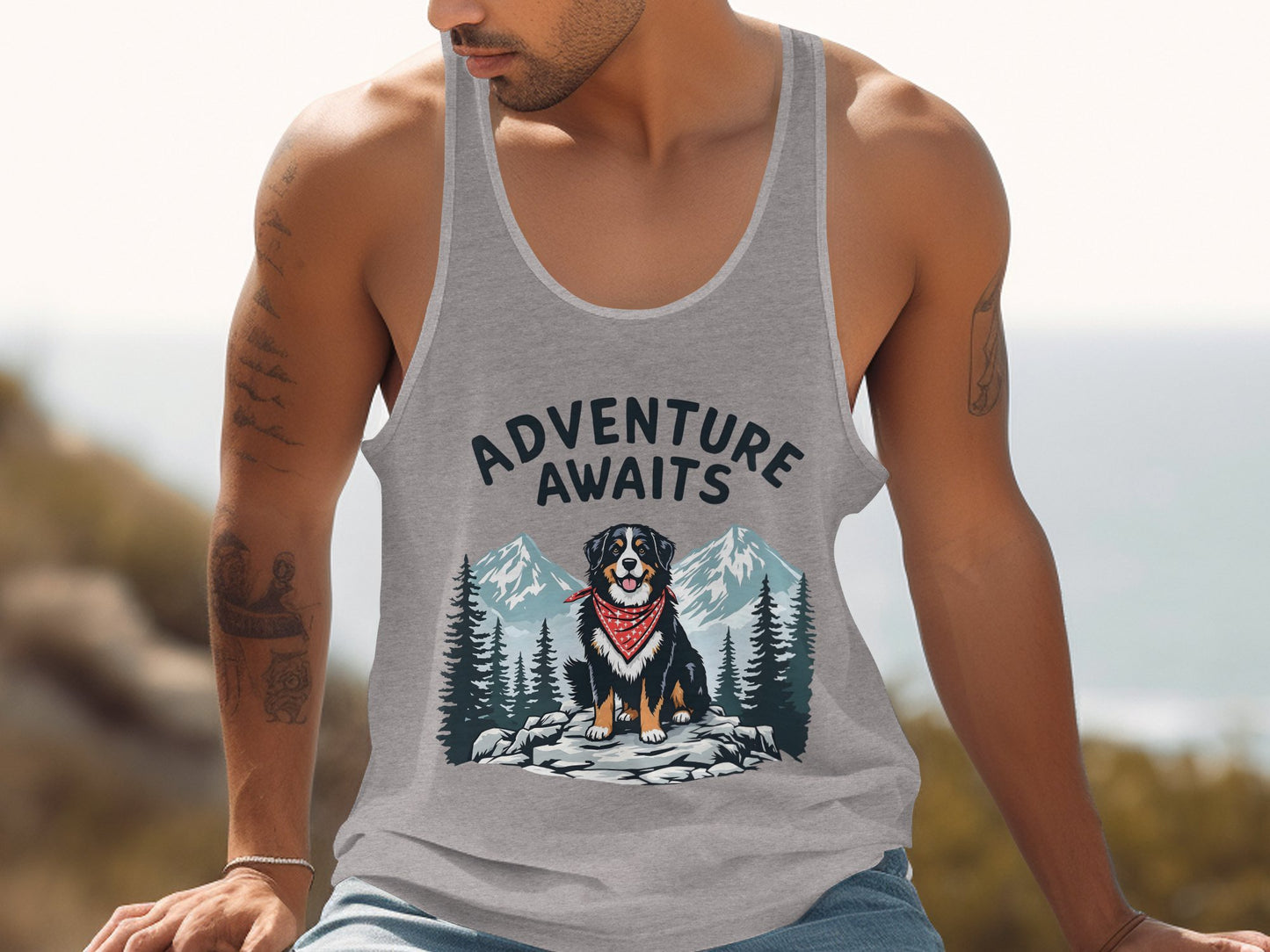 Adventure Awaits Dog Mountain Scene Tank Top Product