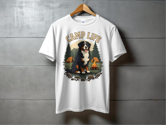 Camp Life Dog with Tent and Fire Graphic T-shirt product