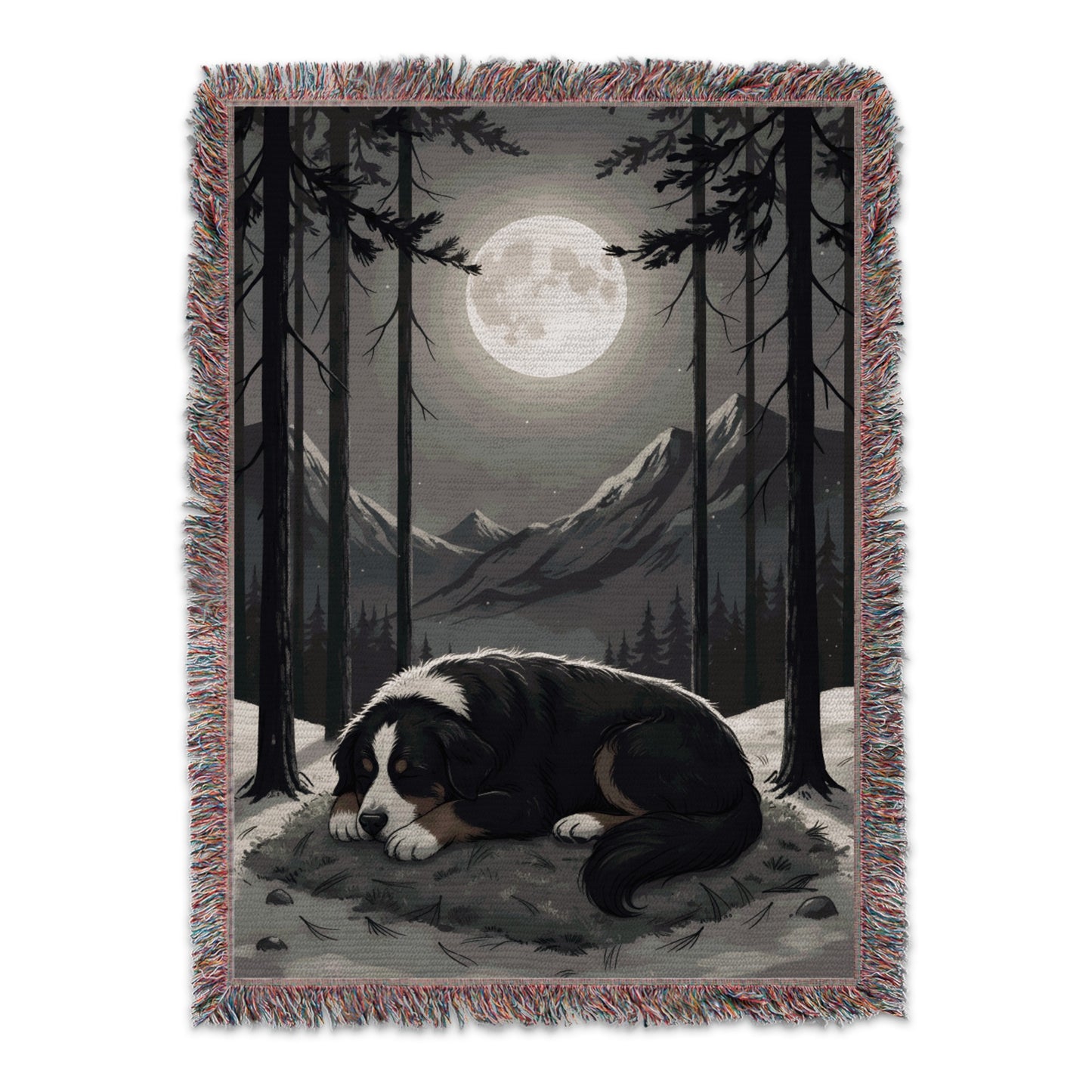 Sleeping Dog in Moonlit Forest Tapestry product