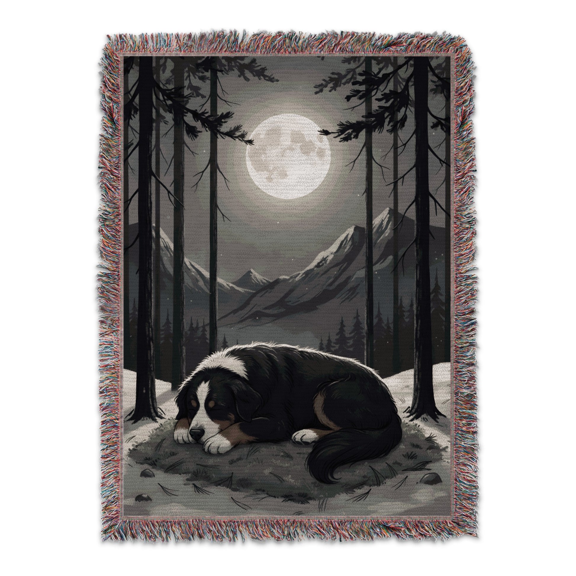 Sleeping Dog in Moonlit Forest Tapestry product