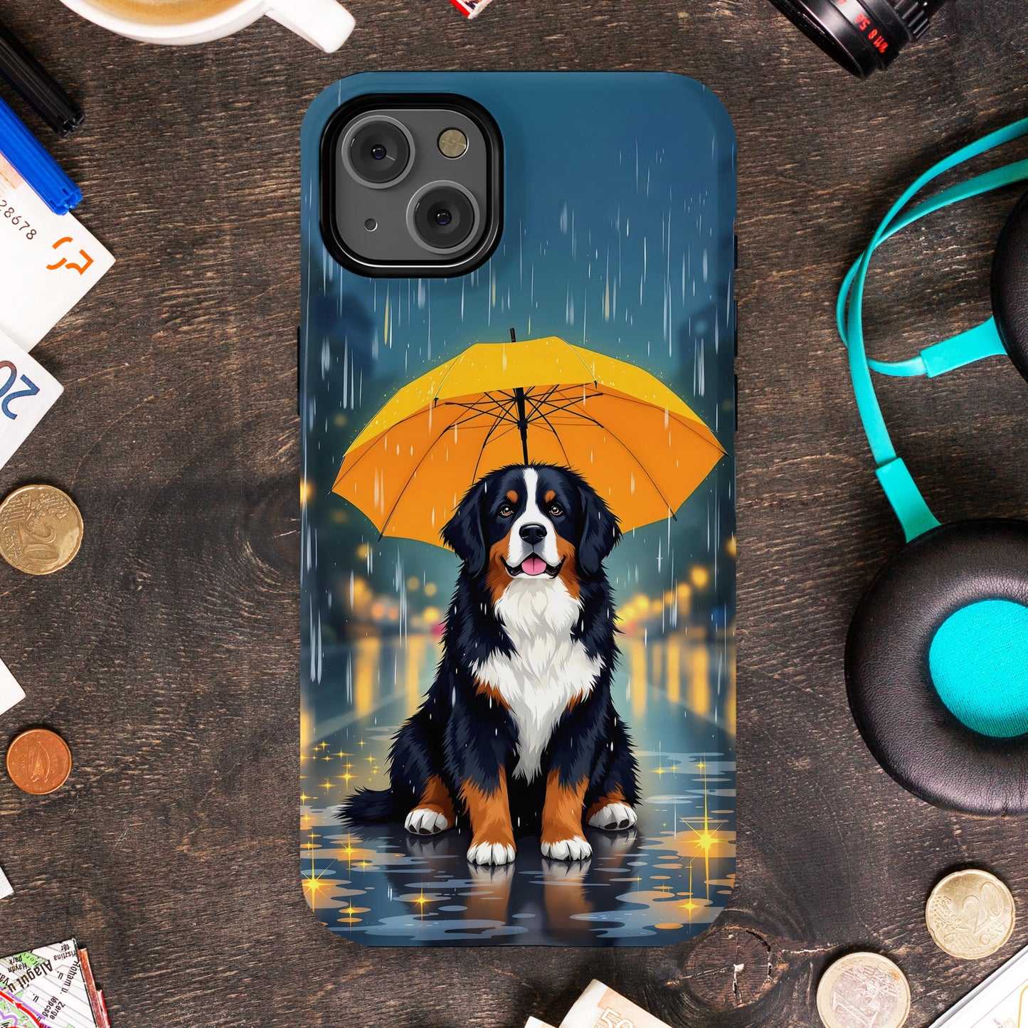 Adorable Dog Under Yellow Umbrella Phone Case product type