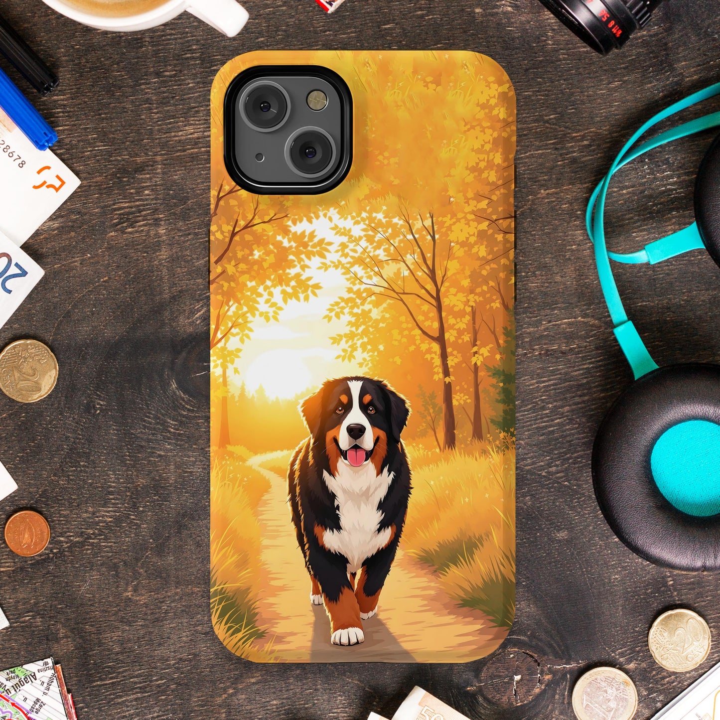 Autumn Scene with Cute Dog iPhone Case product