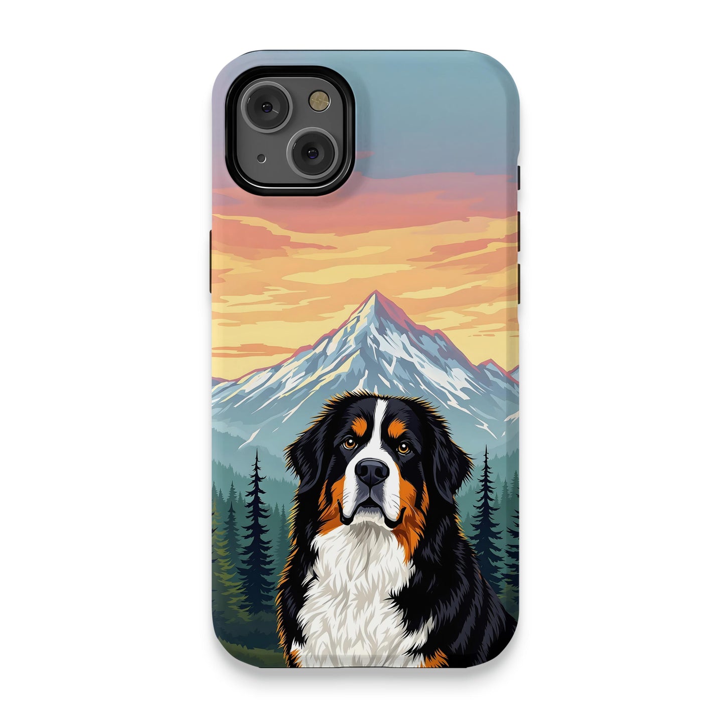 Mountain Sunset and Dog Print Phone Case product