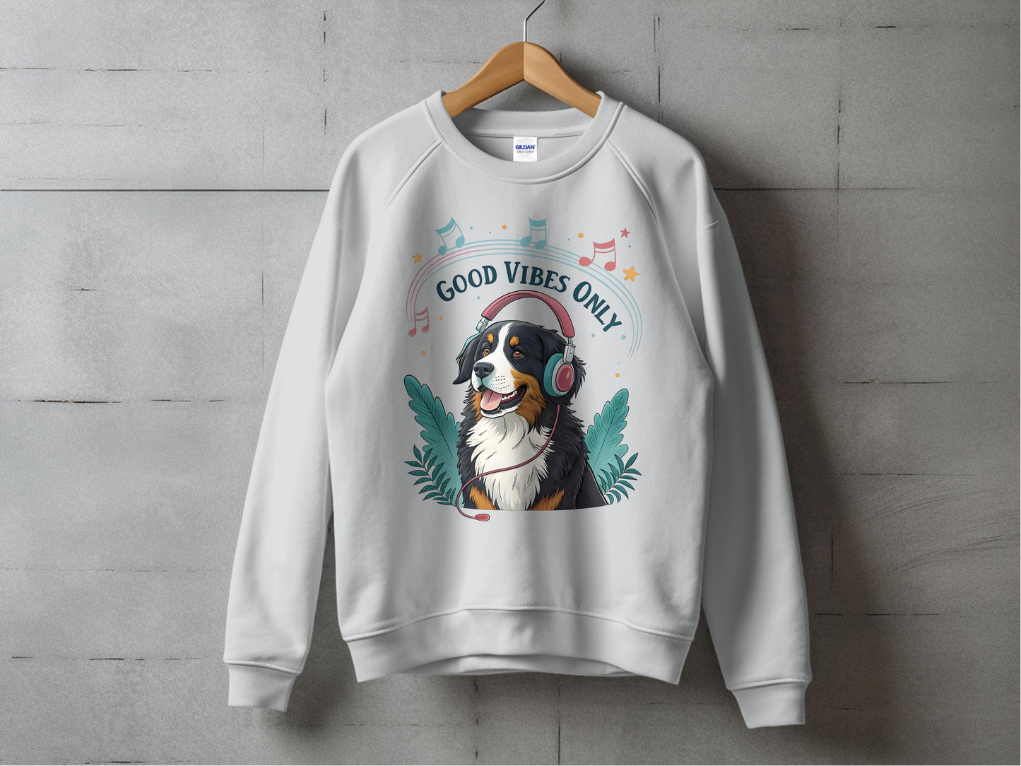 Good Vibes Only Dog Wearing Headphones Sweatshirt product