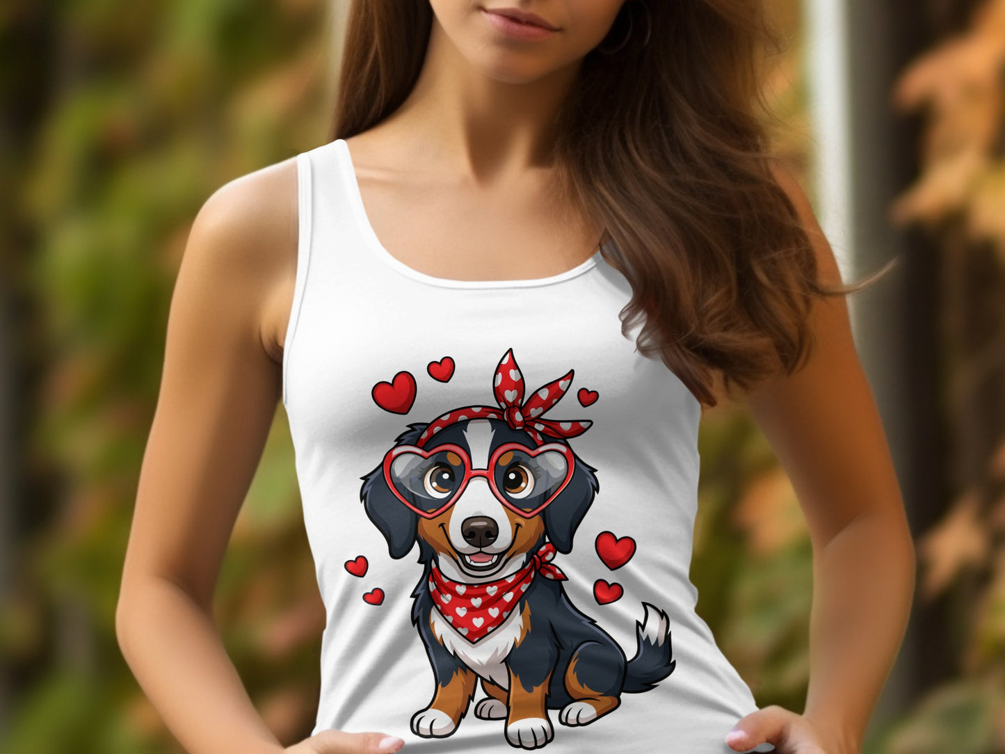 Cute Cartoon Dog With Hearts Women's Tank Top Product