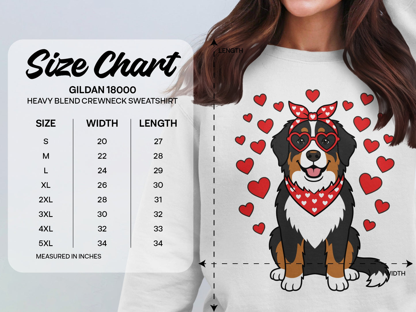 Cute Dog with Hearts Gildan 18000 Crewneck Sweatshirt