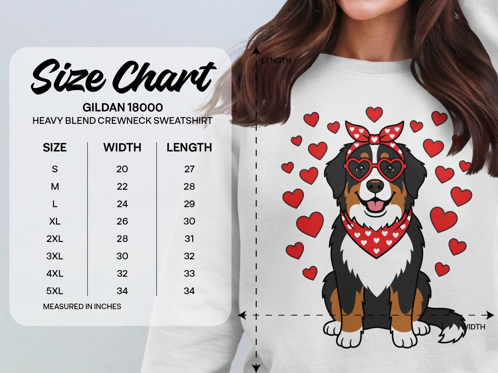 Cute Dog with Hearts Gildan 18000 Crewneck Sweatshirt