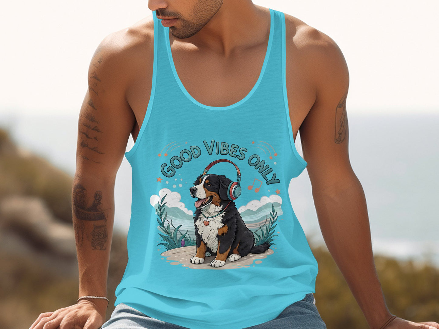 Good Vibes Only Dog Headphones Tank Top product type