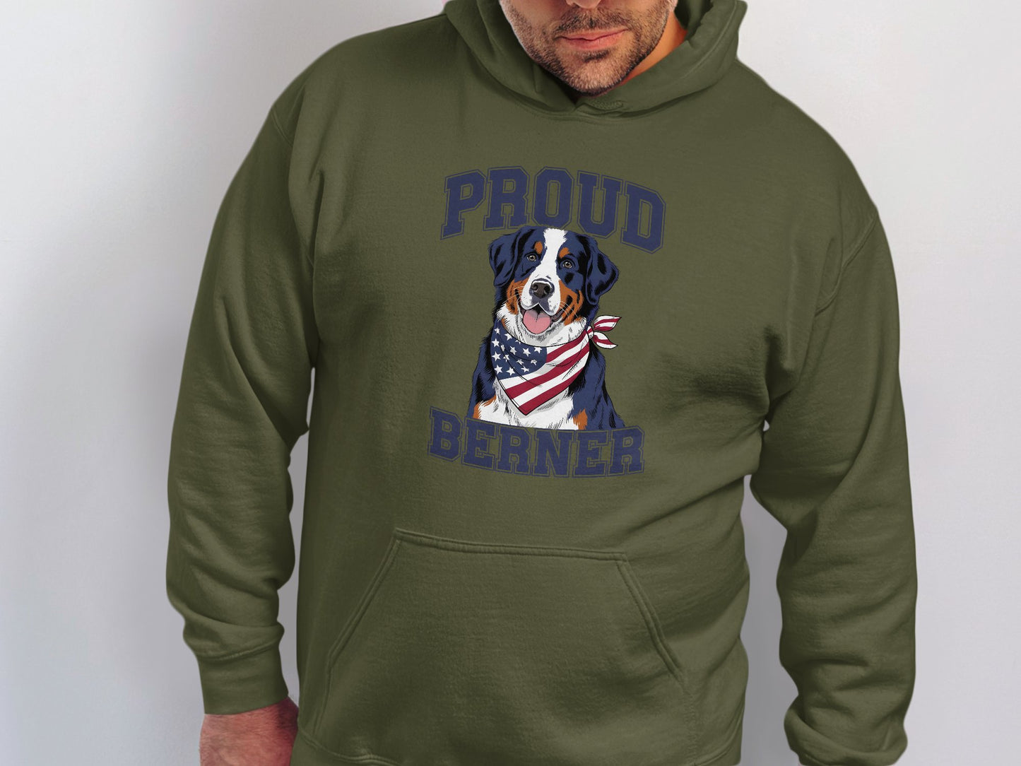 Proud Berner American Flag Dog Print Hoodie product type