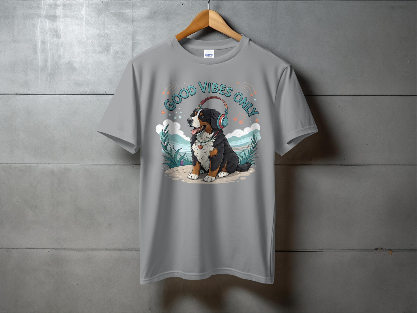 Good Vibes Only Dog with Headphones T-shirt product