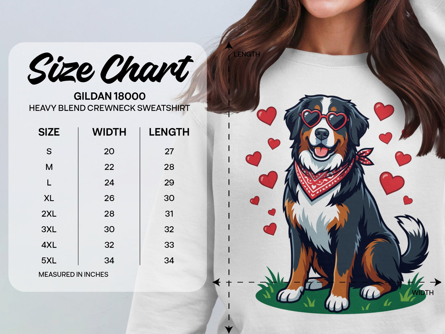 Happy Dog With Red Hearts Crewneck Sweatshirt