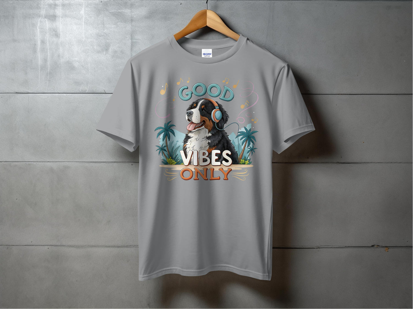Good Vibes Only Dog Headphones Graphic T-shirt product type