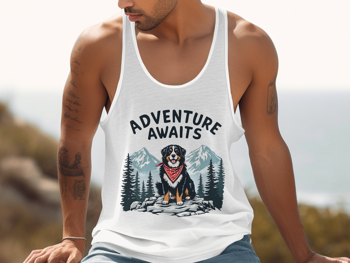 Adventure Awaits Mountain Dog Tank Top product type