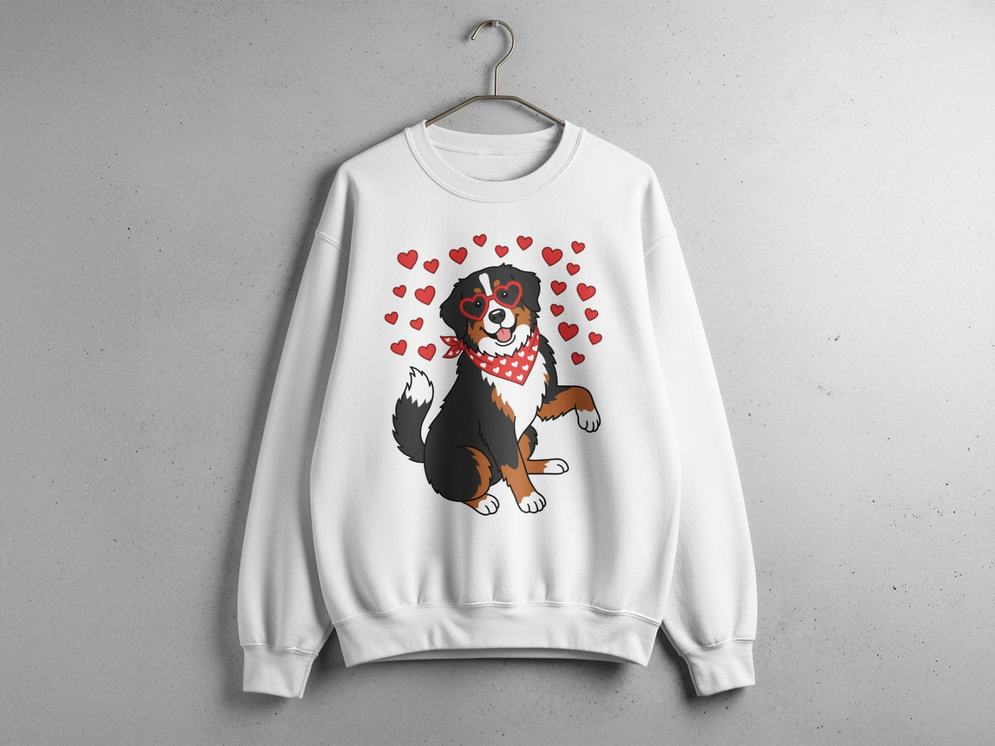 Cute Dog with Hearts White Long Sleeve Shirt